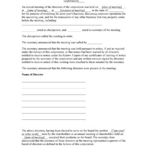 Minutes of the Annual Meeting of Directors